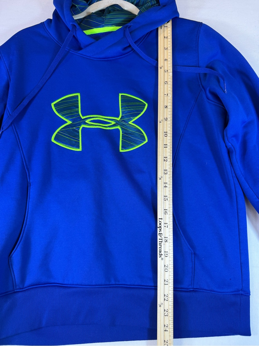 Under Armour Blue Hoodie with Neon Green Logo - Picture 6 of 14